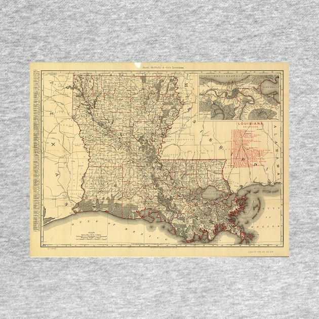 Vintage Map of Louisiana (1896) by Bravuramedia